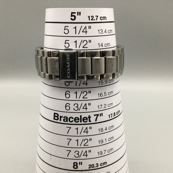 Coach Tristen Watch Women 37mm Silver Tone Day Date Pink Dial New Battery 6" - Picture 12 of 13